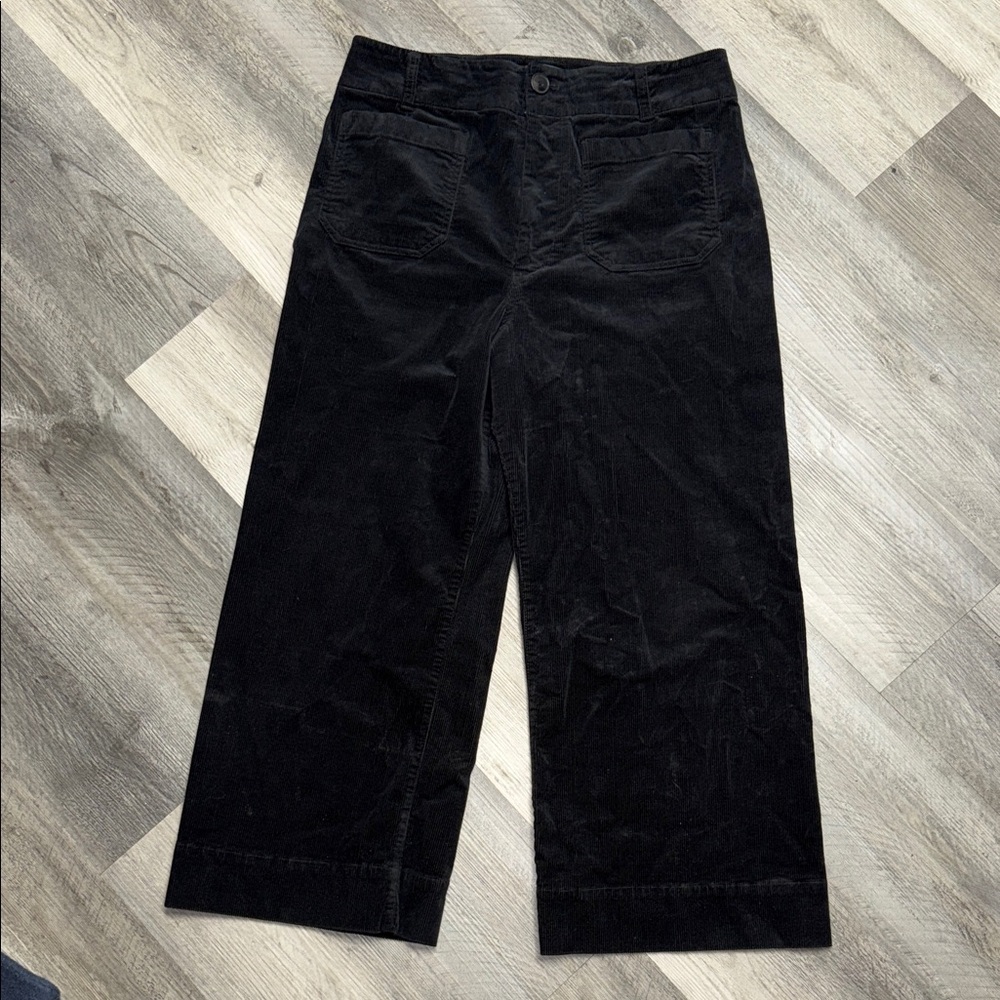 Anthropologie Black Wide Leg Corduroy Pants